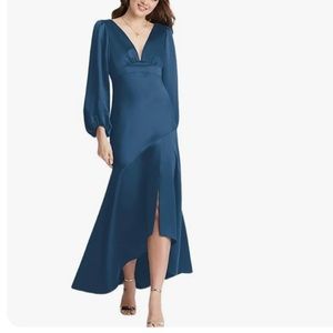 Lovely NWT Lovely Teagan Dusk Blue High Low Puff Sleeve Dress Size 8